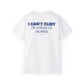 I can´t Flirt blue | Minimal Text Back Print t-shirt