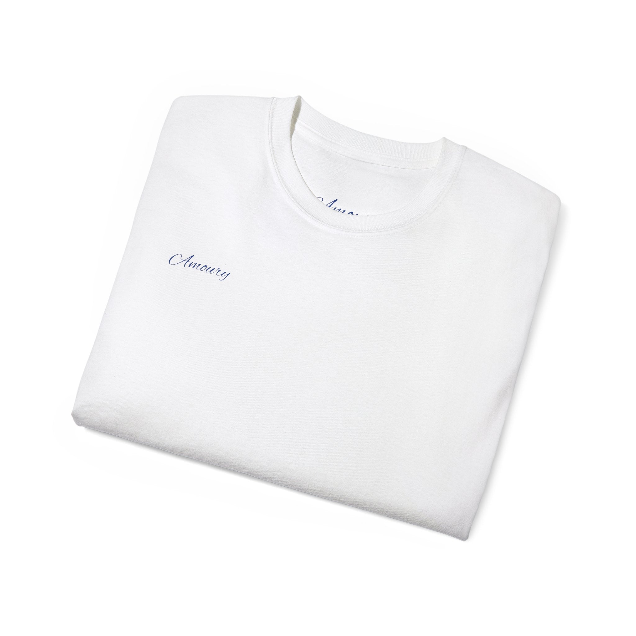 I can´t Flirt blue | Minimal Text Back Print t-shirt