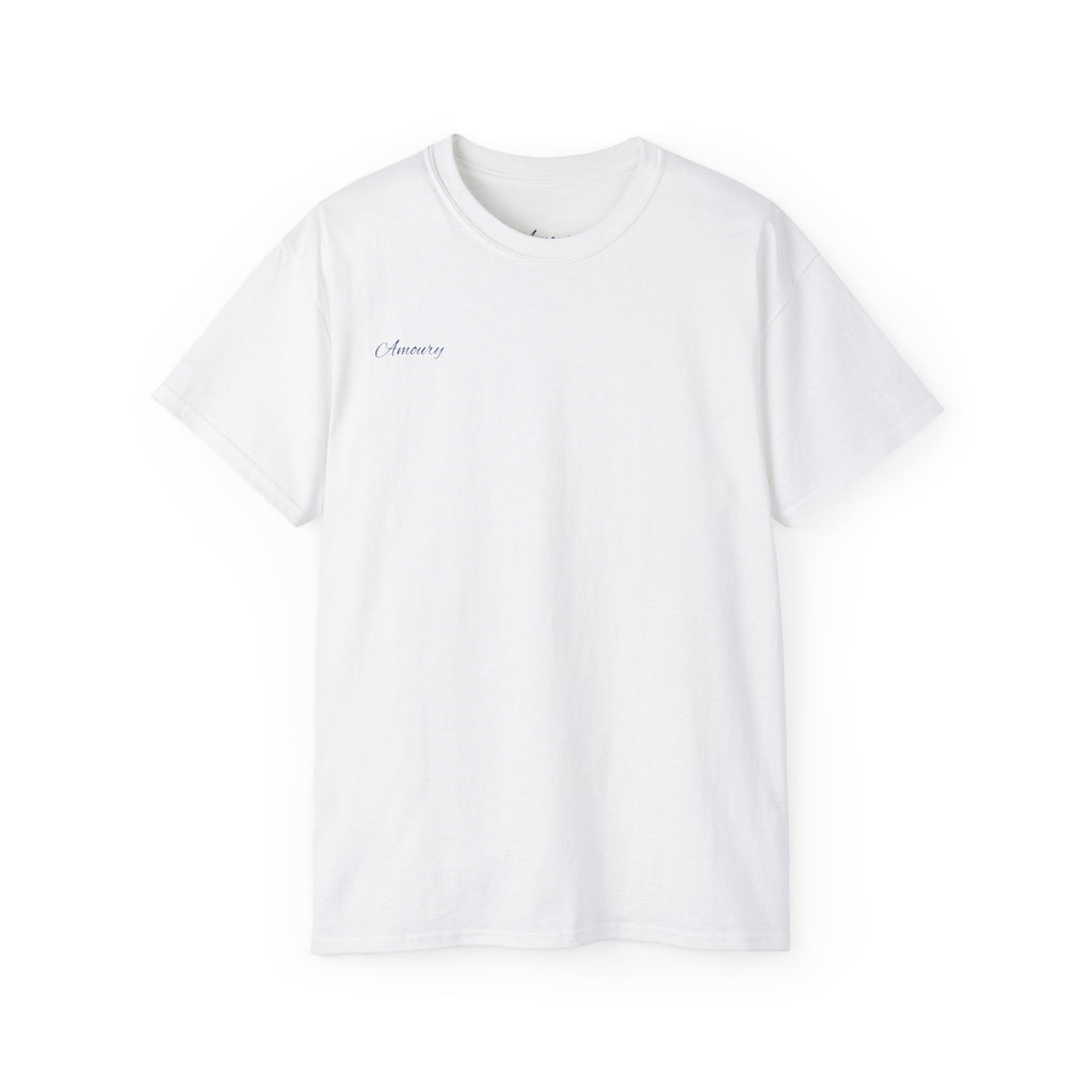 I can´t Flirt blue | Minimal Text Back Print t-shirt