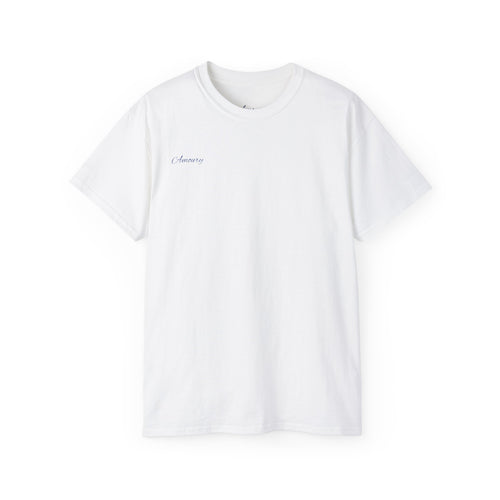 I can´t Flirt blue | Minimal Text Back Print t-shirt