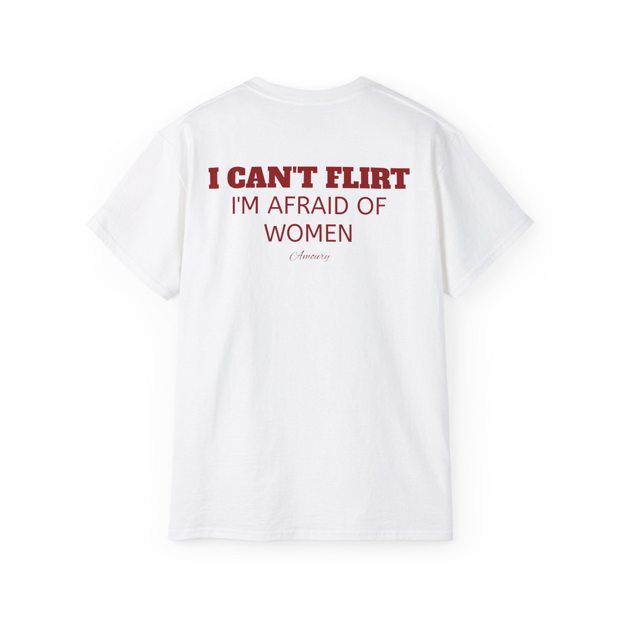 I can´t Flirt red | Minimal Text Back Print t-shirt